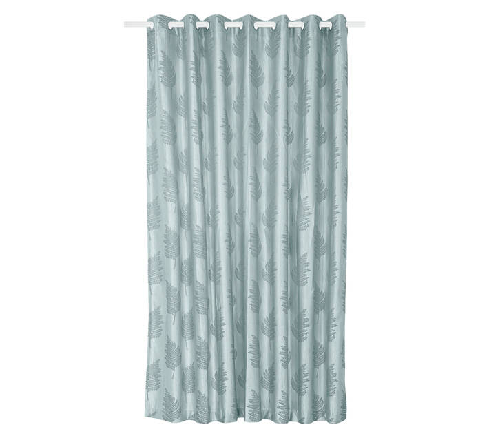 Design House Jacquared Leaf Eyelet Curtain - Green (2500 x 2300mm)