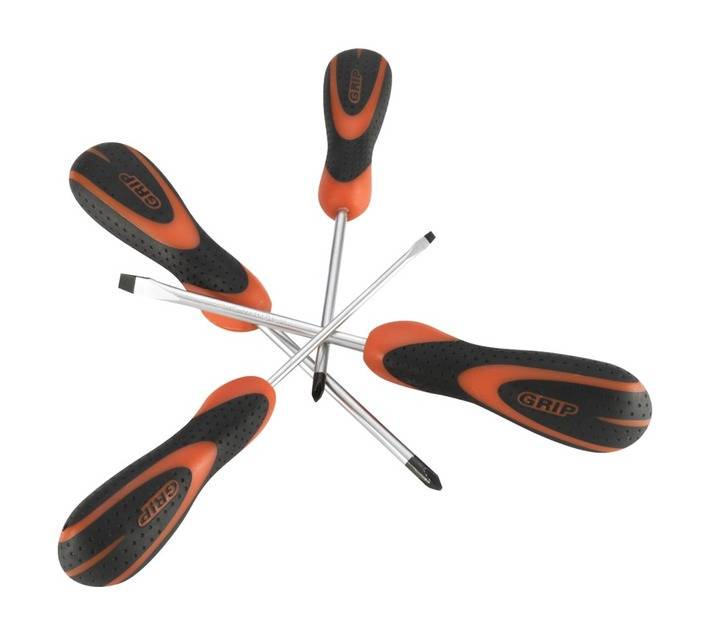 Grip 4 Piece Screwdriver Set - Black/Orange (300 x 132 x 43mm)