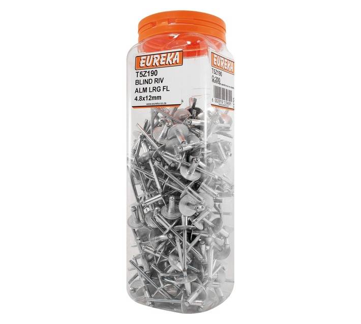 Eureka 200 x Aluminium Large Flange Blind Rivets (4.8 x 12mm)