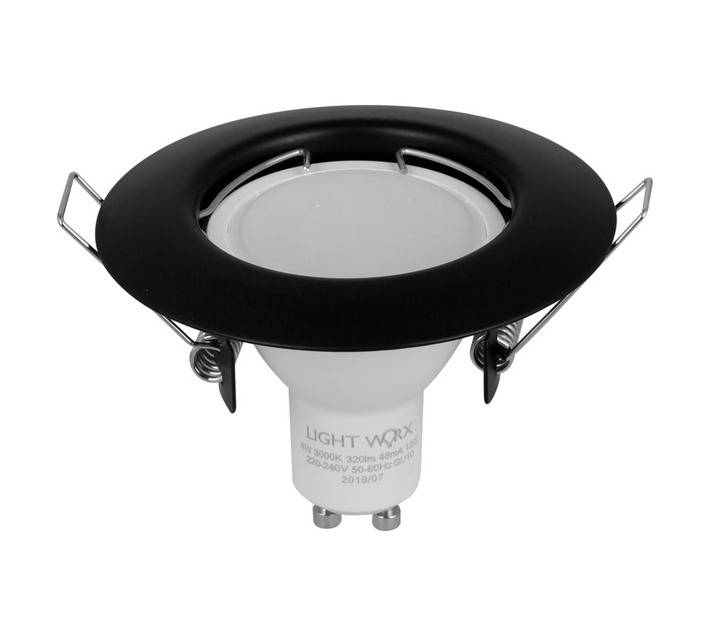 Lightworx DL1PKRB GU10 Round LED Downlight - Black (4W)