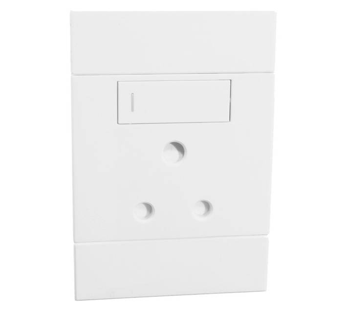 Veti 2VW121V Single RSA 2x4 16A Vertical Socket Outlet - White