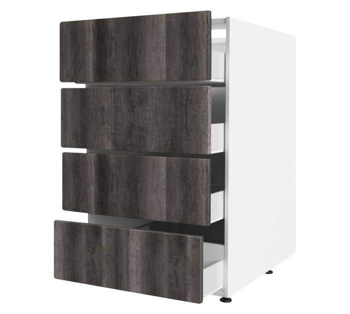 Home and Kitchen Base Unit 4 Drawer Wrap Cabinet - Monument Oak (450mm)