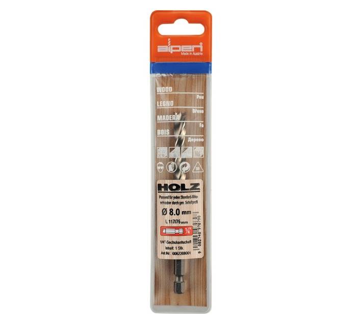 Alpen HSS Hex Shank Wood Drill Bit (8mm)