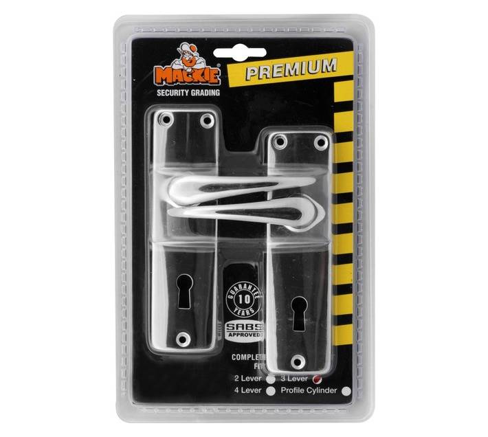 Mackie Premium 3 Lever Mortice Lockset With Heavy Duty Handle Chrome Plated