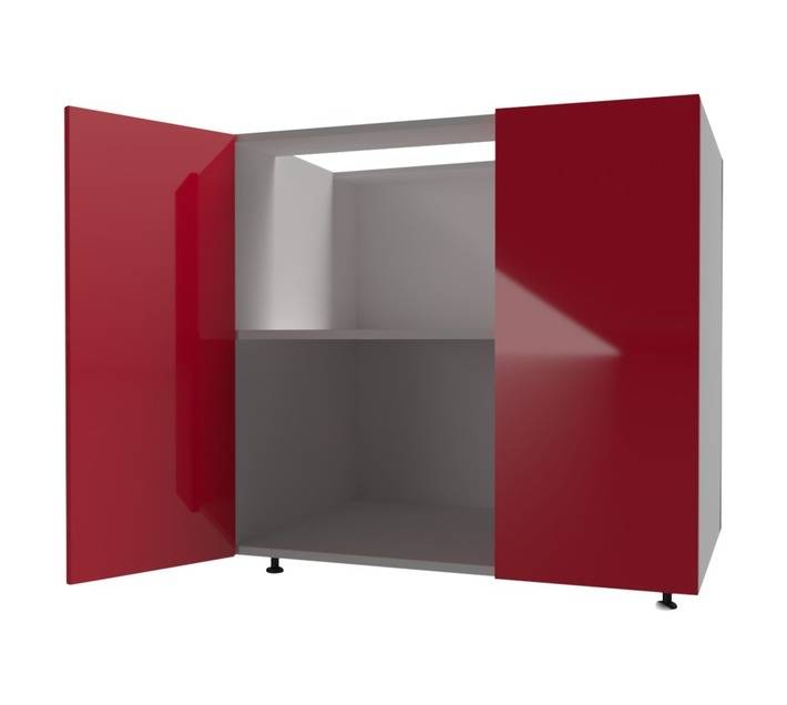 Home and Kitchen Gloss Base Cabinet Unit - Candy Red (900 x 560 x 720mm)