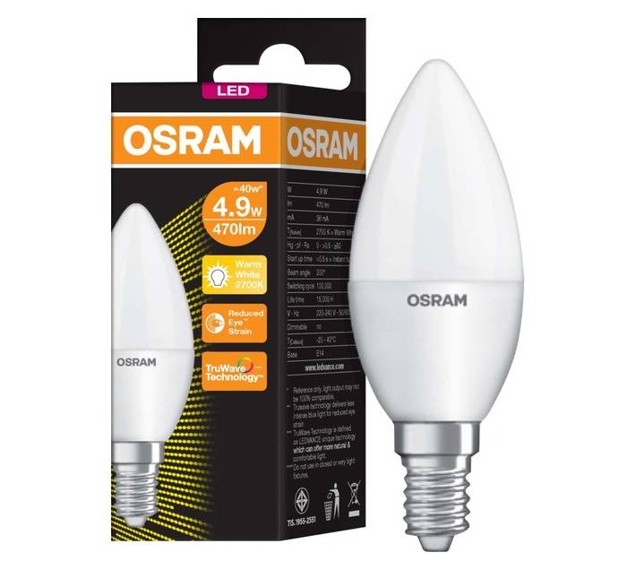 Osram LED SES Candle Globe - Warm White (4.9W)