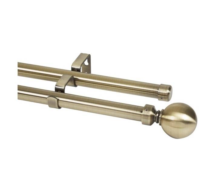 Design House Double Ball Curtain Rail - Brass (2500mm)