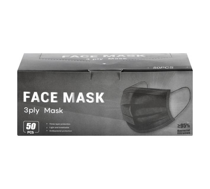 Hennox 50 x 3 Ply Disposable Face Masks - Black