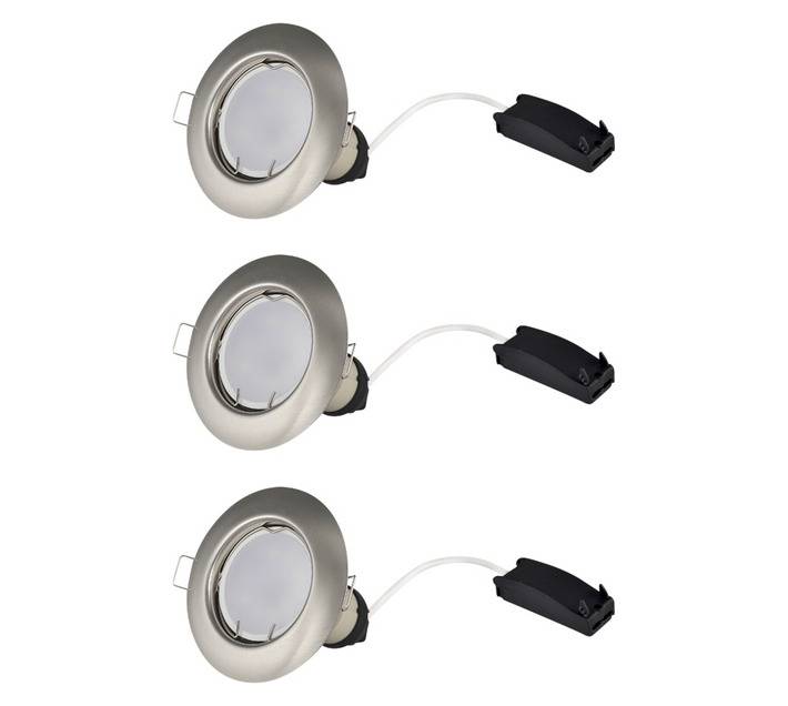 Lightworx 3 x LED GU10 Round Downlight - Satin Chrome (4w)