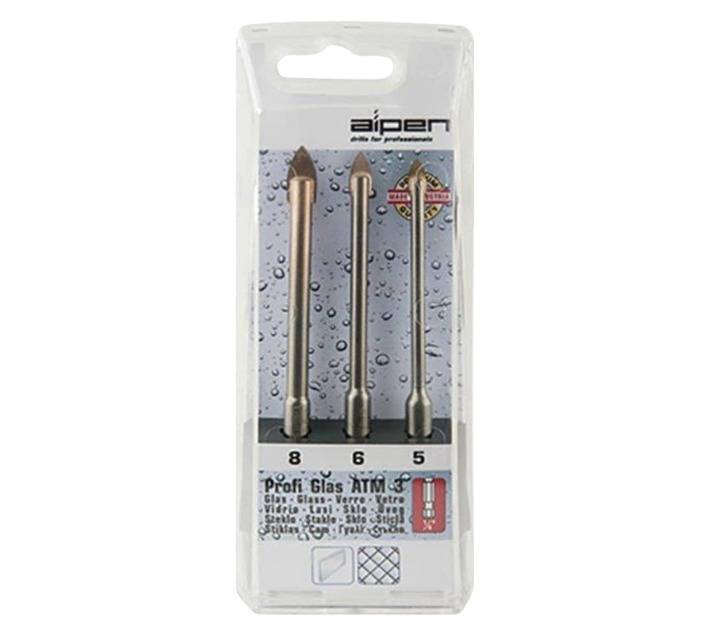 Alpen 3 Piece Profi Hex Shank Glass Drill Bit Set ALP ATM3-1