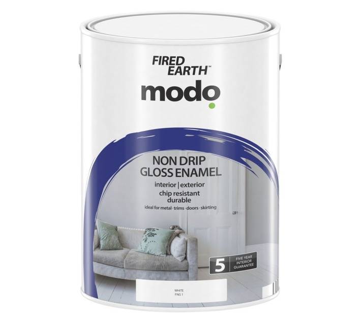 Fired Earth Modo Non Drip Gloss Enamel - White (5L)