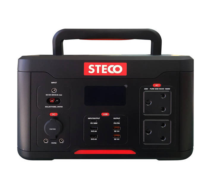 STECO Portable Power Station - Black/Red (1000W)