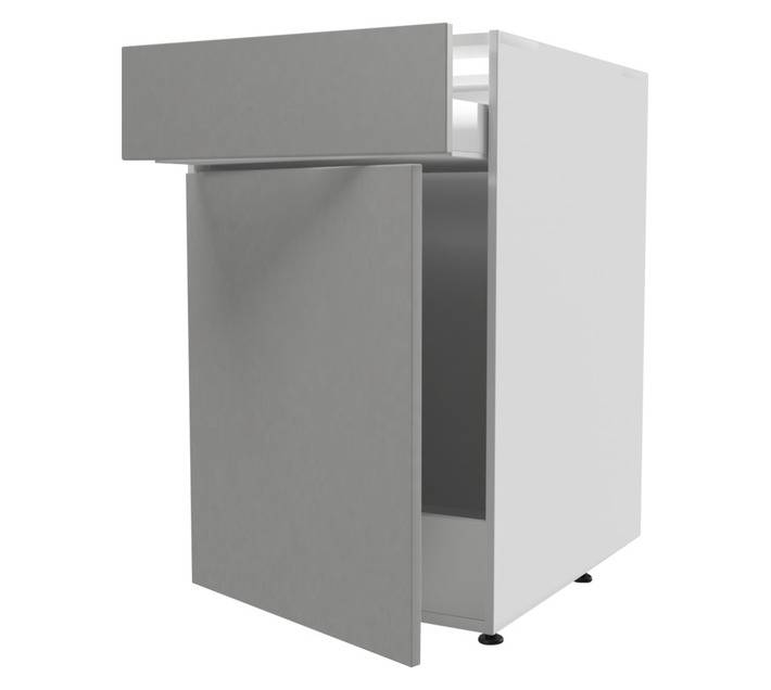 Home and Kitchen Base Unit 1 Drawer Gloss Cabinet - Stone Grey (450mm)
