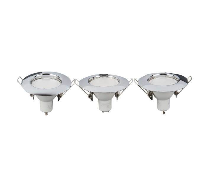 Lightworx 3 x LED GU10 Round Downlight - Polished Chrome (4w)