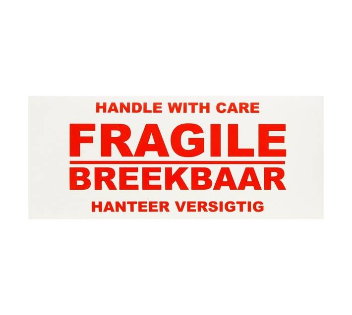 Sellotape 12 x Fragile Stickers - White/Red