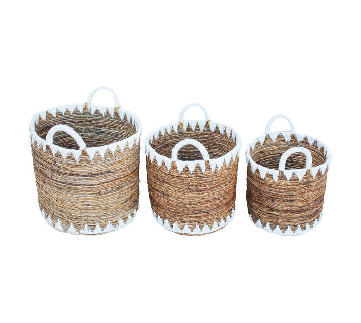 Design House 3 Piece Basket Set with White Edges - Natural