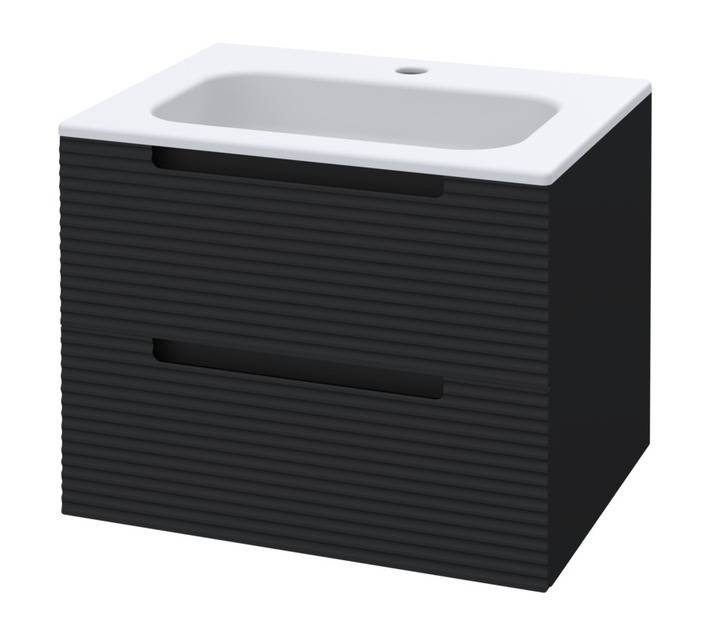 Luximo Design 2 Drawer Cara Vanity Cabinet - Matt Black (610mm)