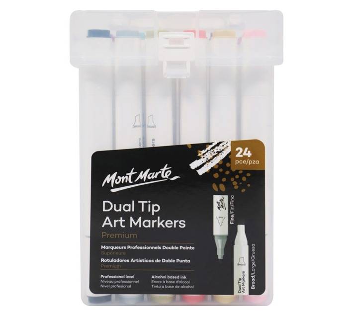 Mont Marte 24 Piece Dual Tip Art Markers - Assorted