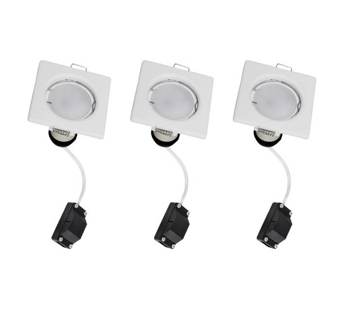 Lightworx 3 x LED GU10 Square Downlight - White (4w)