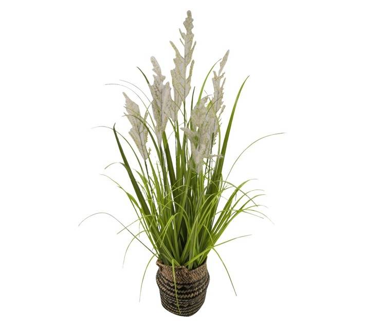 Direkshinz Artificial Flowering Grass in Basket - Green