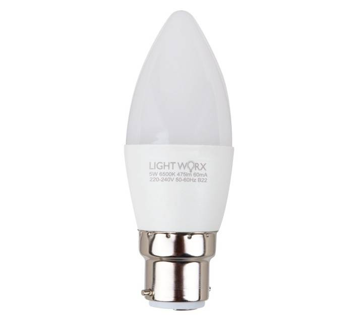 Lightworx LED Candle 5w B22 - Cool White