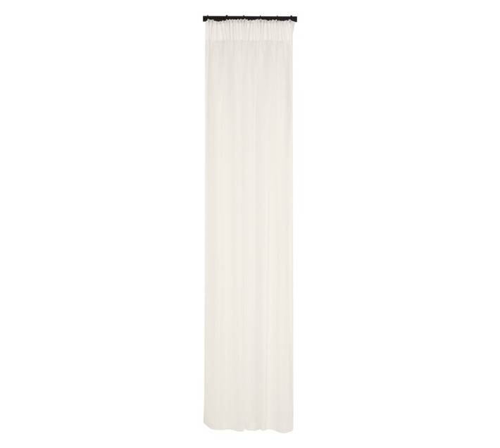 Kubu Textiles 2 x Voile Plain Taped Curtains - Cream (1400 x 2180mm)