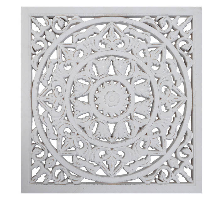 Design House Square Decorative Wooden Wall Art - White