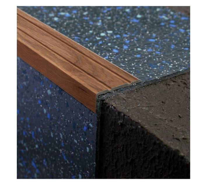 Genesis Aluminium Self Adhesive Stair Nose Trim - Oak (2700 x 30mm)