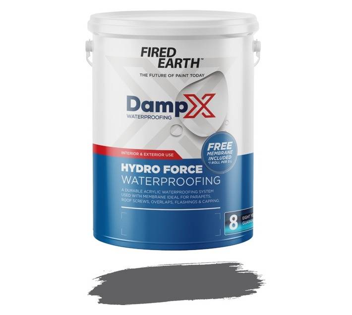 Fired Earth BW069-7-5L DampX Hydro Force Waterproofing with Membrane - Charcoal (5L)