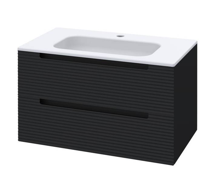 Luximo Design 2 Drawer Cara Vanity Cabinet - Matt Black (800mm)