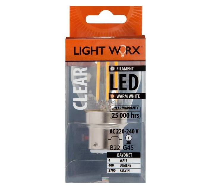 Lightworx LED B22 Filament Golfball Bulbs - Clear (4w)
