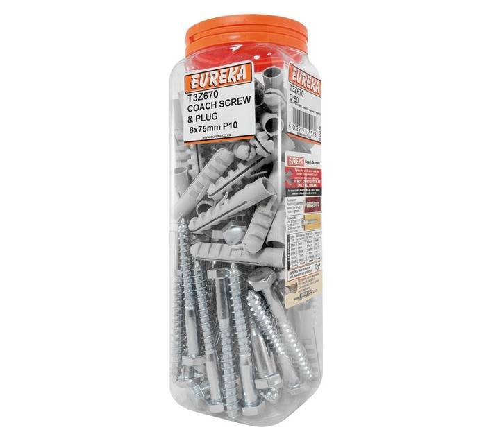 Eureka 8 x 75mm Coach Screw and Plug (Q50) P10