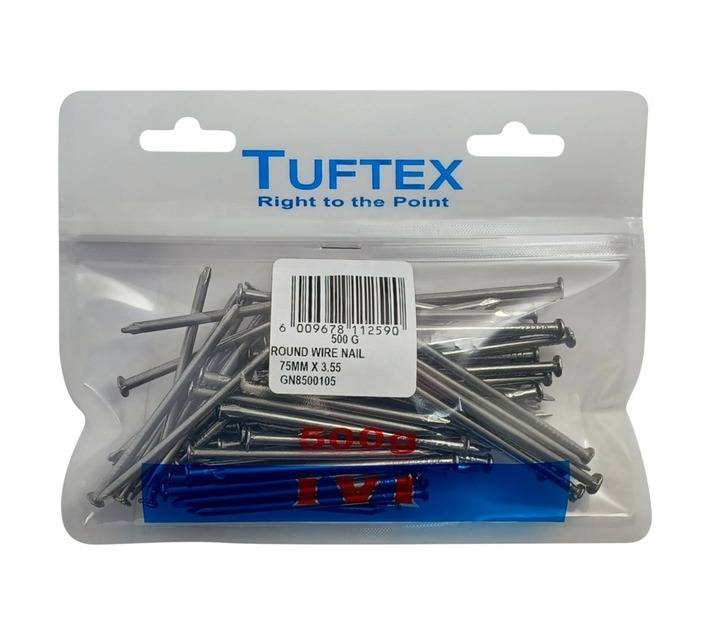 Tuftex Round Wire Nails - Black (75 x 3.55mm)