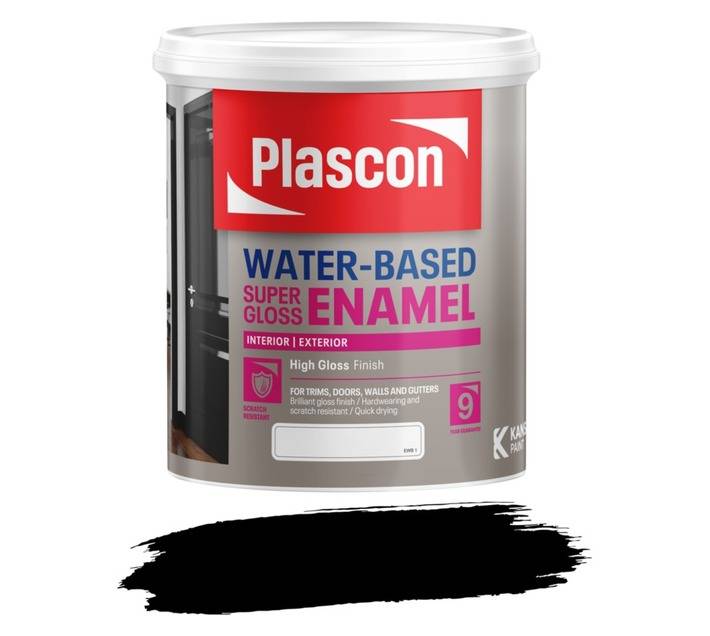 Plascon Water Based Super Gloss Enamel - Black (1L)