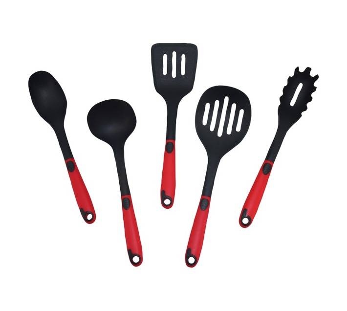 Snappy Chef 5 Piece Kitchen Utensil Set - Red/Black