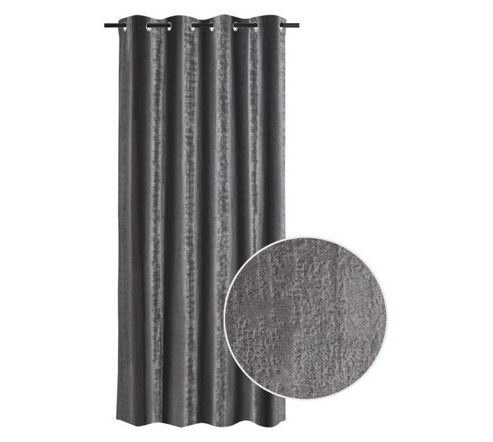 Suede Textured Eyelet Curtain - Grey (2300 x 2500mm)
