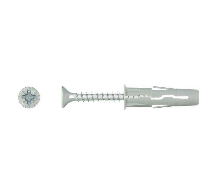 Rawlplug 36 x Universal Uno Plugs and Screws -White (6 x 28mm)