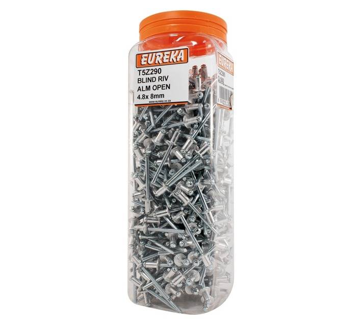 Eureka 500 x Aluminium Open Blind Rivets (4.8 x 8mm)