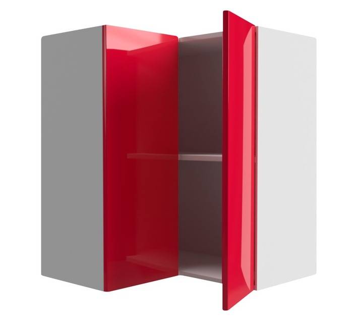 Home and Kitchen Gloss Top Corner Cabinet Unit - Candy Red (600 x 300 x 720mm)
