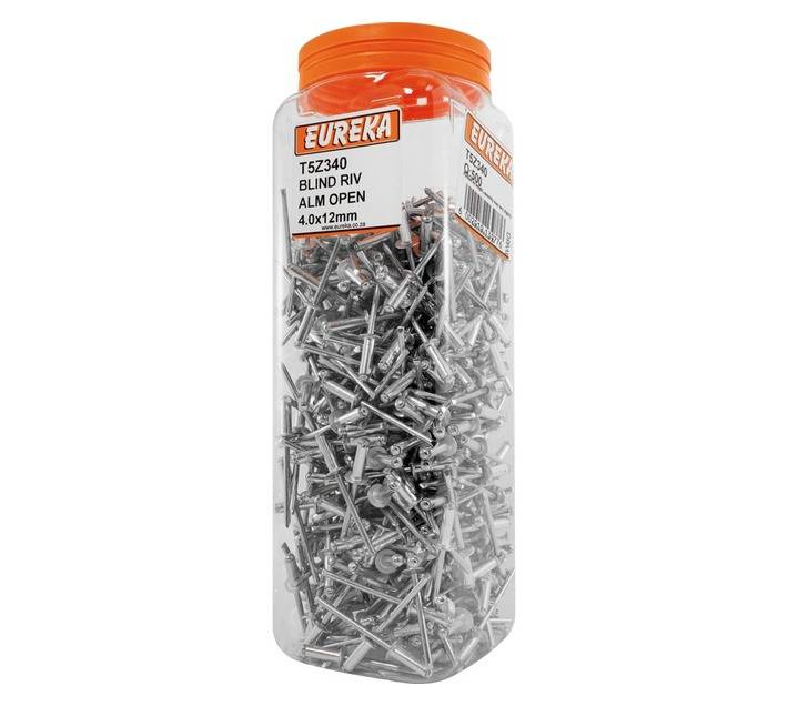 Eureka 500 x Aluminium Open Blind Rivets (4 x 12mm)