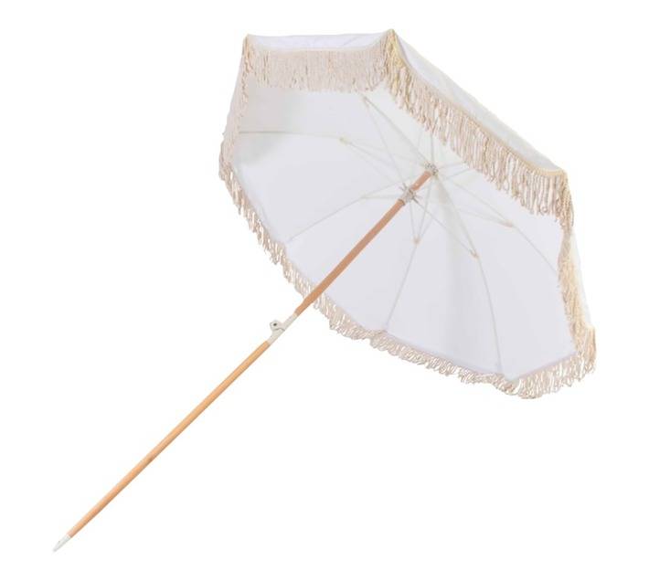 St Umbrella Wooden Beach Umbrella with Tassels
