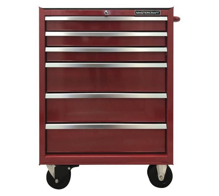 Mastercraft 6 Drawer Mobile Trolley Tool Box - Red (755 x 535 x 890mm)