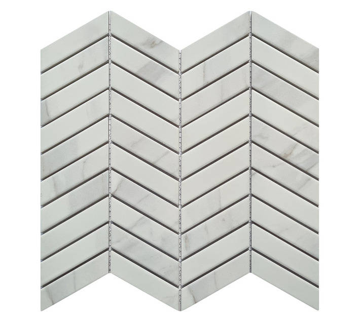 Douglas Jones Chevron Carrara Mosaic Tiles - Grey (289 x 303 x 5mm)