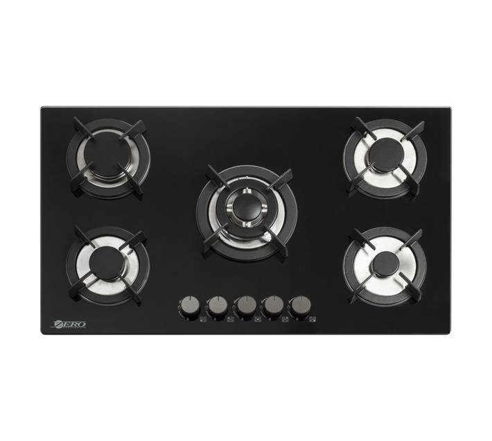 Zero Glass Top Gas Hob 5 Burner Black