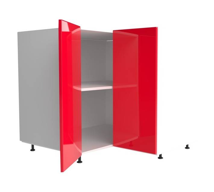 Home and Kitchen Base Unit Gloss Corner Cabinet - Candy Red (900mm)