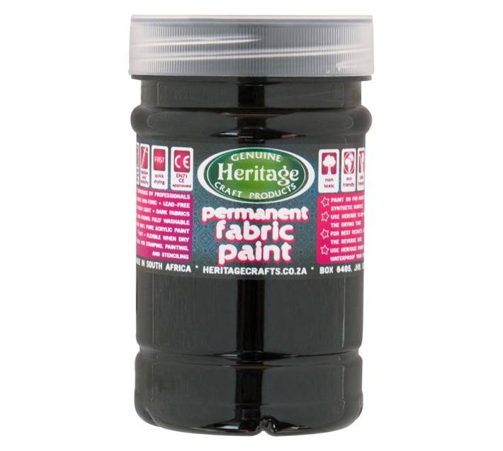 Heritage Fabric Paint - Black (250ml)