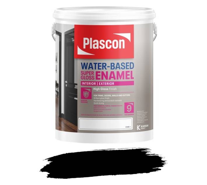 Plascon Water Based Super Gloss Enamel - Black (5L)