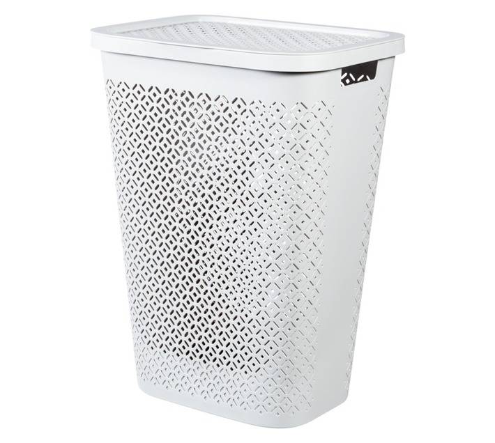 Curver by Keter Terrazzo Hamper Laundry Basket - White (440 x 340 x 580mm)