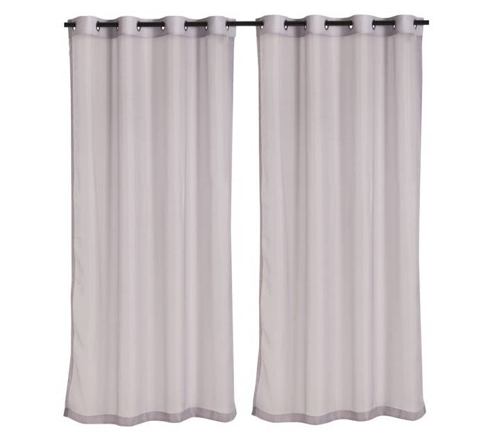 Kubu Textiles 2 x Voile Plain Taped Curtains - Grey (1400 x 2250mm)