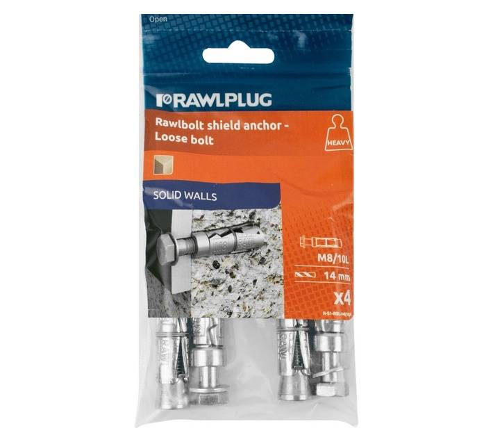 Rawlplug 4 x Shield Anchor Rawbolt (M8 x 65mm)